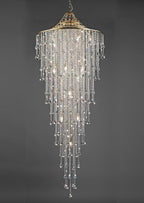 Diyas Inina 15 Light Tall Pendant Light in French Gold with Crystal