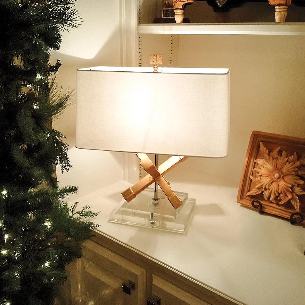 Gilded Nola Jackson Square Table Lamp in Distressed Gold