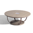 Jet Stream 500lm Solar Low Table 90 cm - Corten Aluminium with Wide-Slat Duratek Teak Top