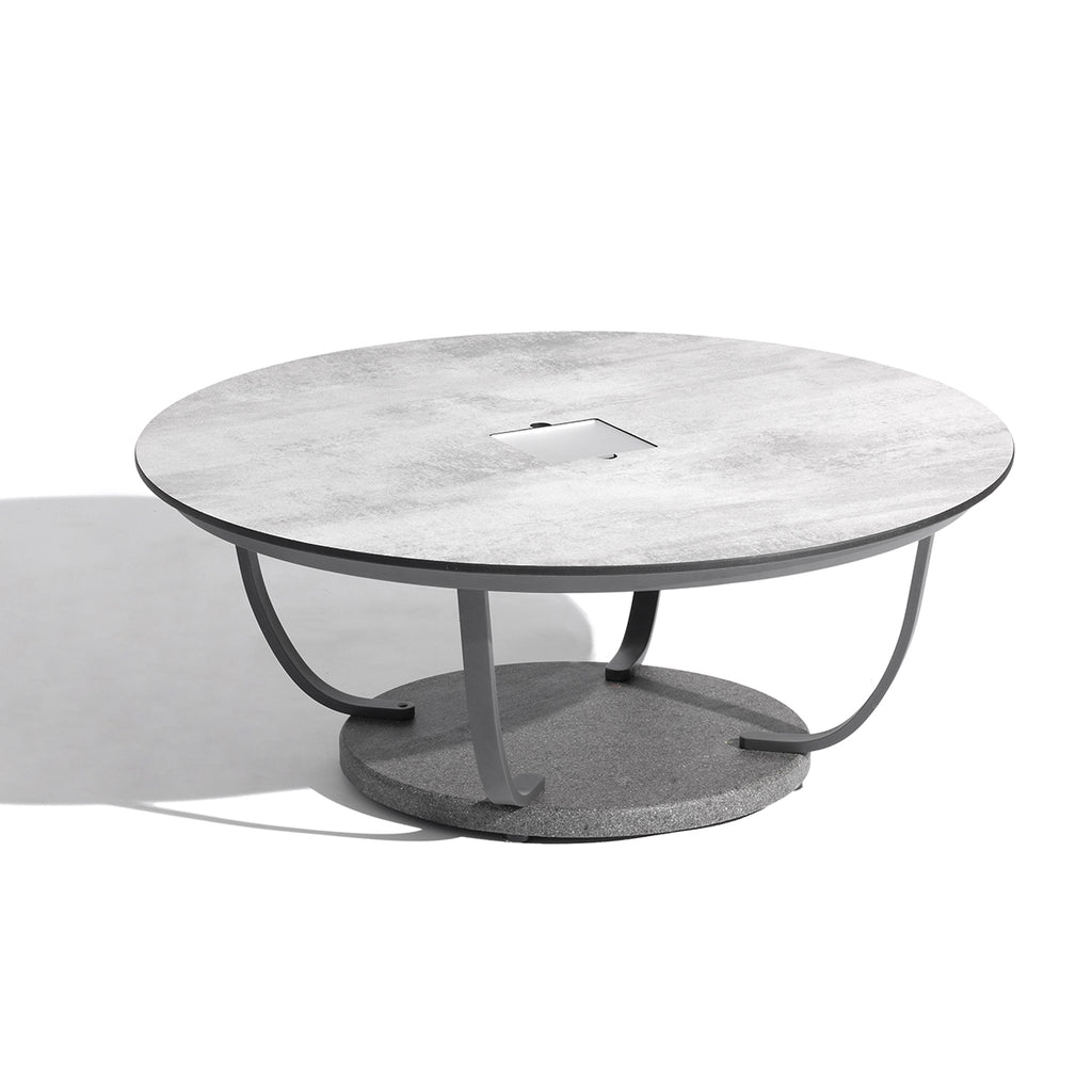Jet Stream 500lm Solar Low Table 90 cm - Space Grey Aluminium with White Wash Concrete HPL Top, Granite Base
