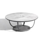 Jet Stream 500lm Solar Low Table 90 cm - Space Grey Aluminium with White Wash Concrete HPL Top, Granite Base