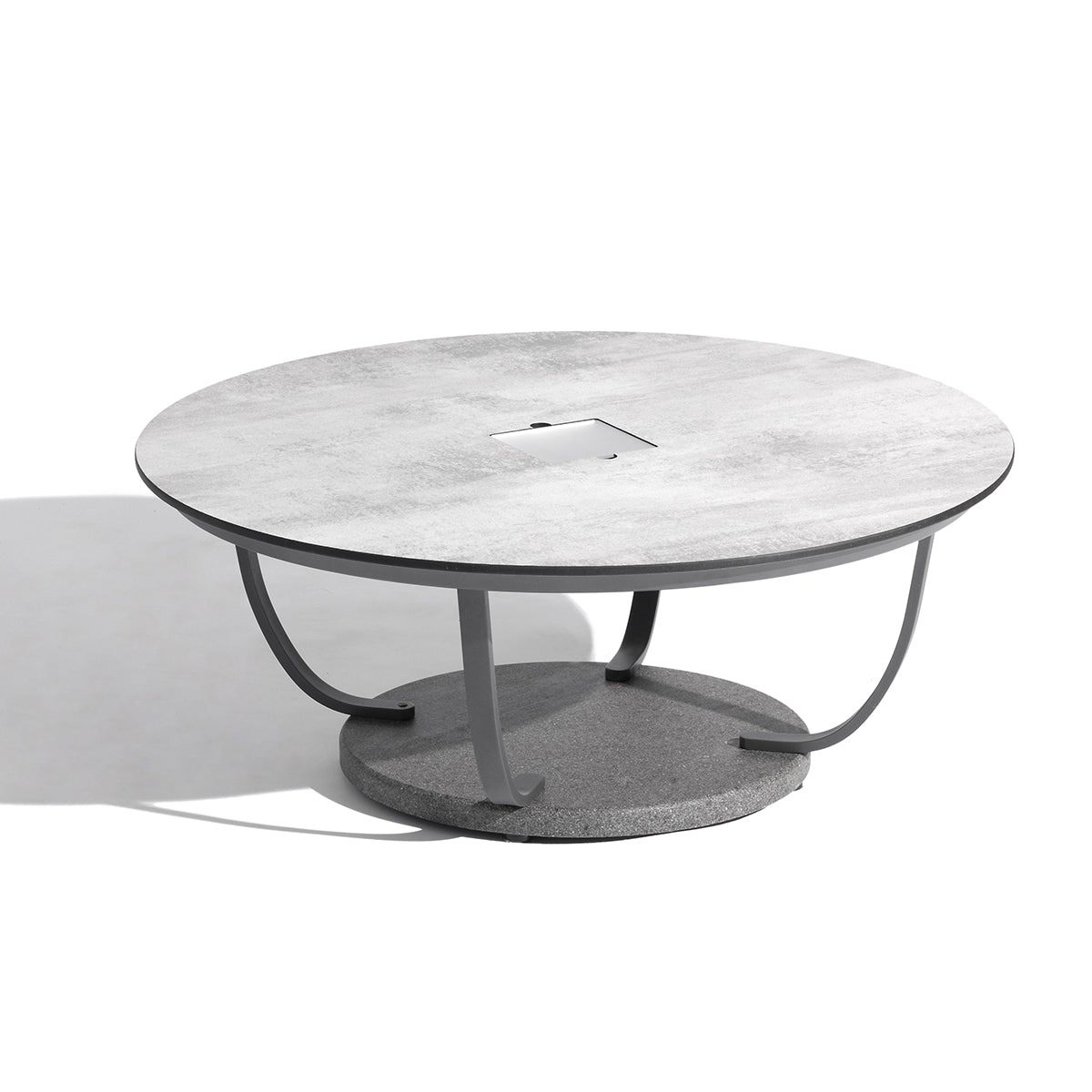 Jet Stream 500lm Solar Low Table 90 cm - Space Grey Aluminium with White Wash Concrete HPL Top, Granite Base