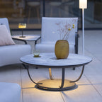 Jet Stream 500lm Solar Low Table 90 cm - Space Grey Aluminium with White Wash Concrete HPL Top, Granite Base