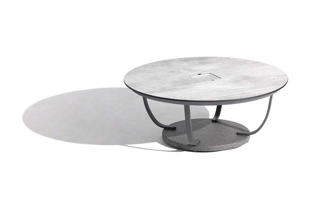 Jet Stream 500lm Solar Low Table 90 cm - Space Grey Aluminium with White Wash Concrete HPL Top, Granite Base