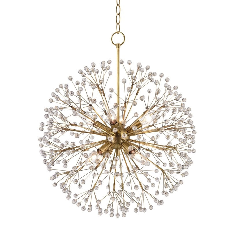 Hudson Valley Dunkirk 8 Light Crystal Chandelier in Aged Brass