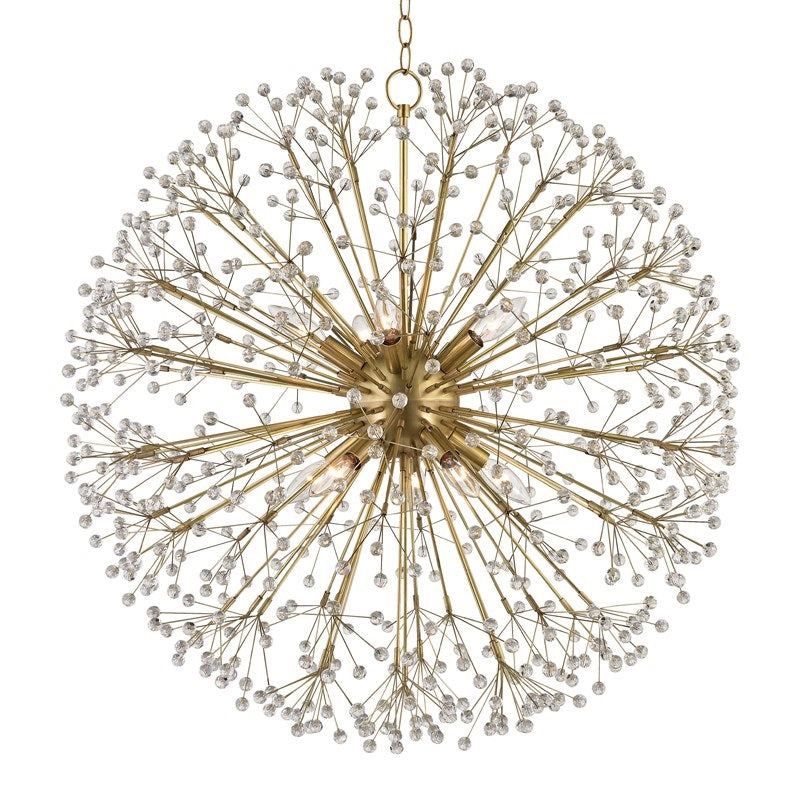 Hudson Valley Dunkirk Large 10 Light Crystal Chandelier in Aged Brass