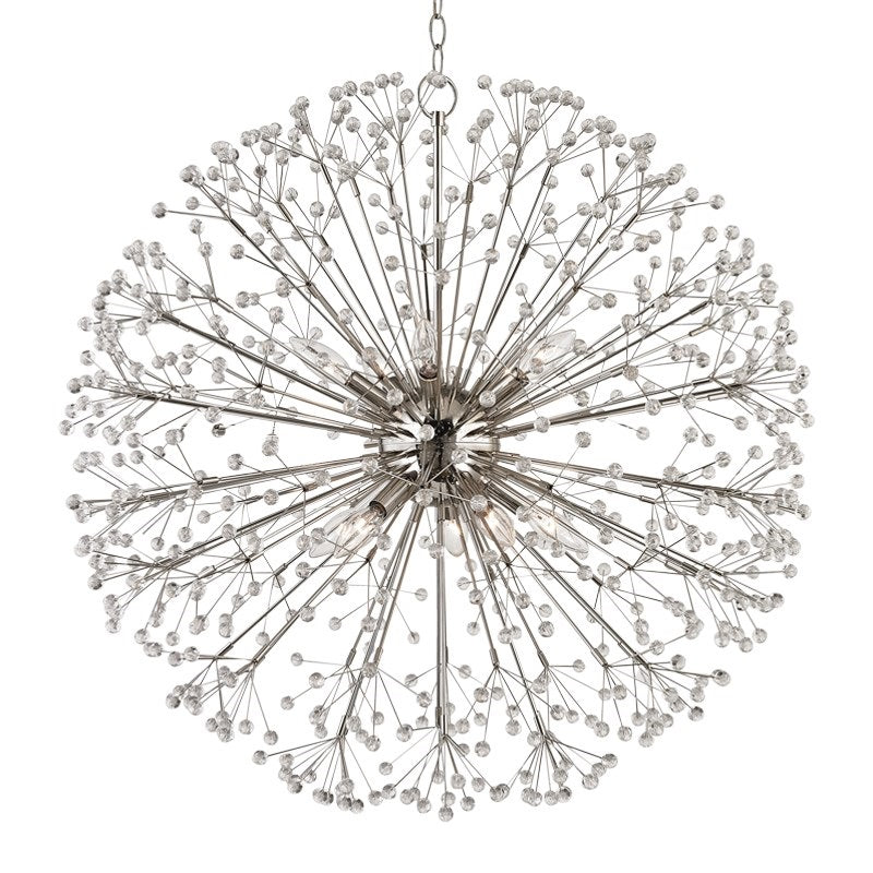 Hudson Valley Dunkirk Large 10 Light Crystal Chandelier in Polished Nickel