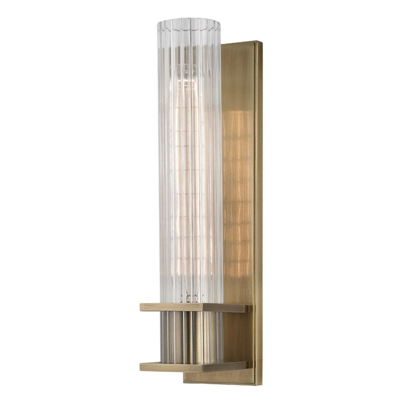 Hudson Valley Sperry Wall Light in Aged Brass with Clear Glass Shade