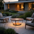 Jet Stream 500lm Solar Low Table 90 cm - Space Grey Aluminium with White Wash Concrete HPL Top, Granite Base