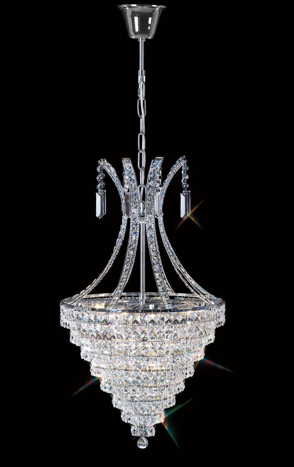 Diyas Kanya 8 Light Pendant Light in Polished Chrome with Crystal