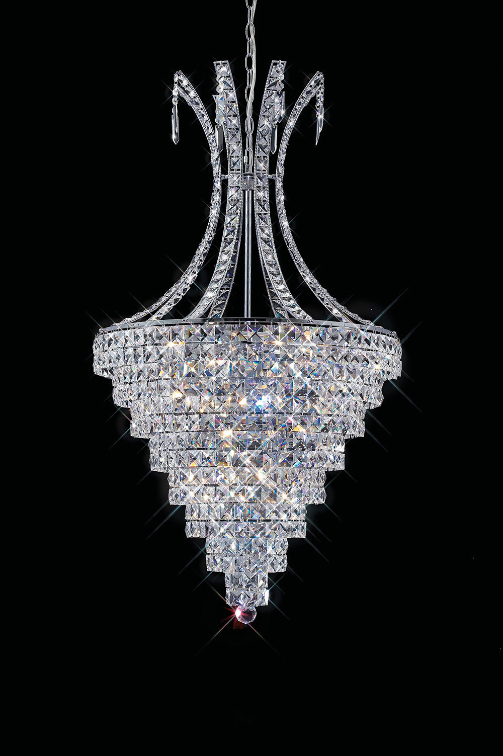 Diyas Kanya 10 Light Pendant Light in Polished Chrome with Crystal