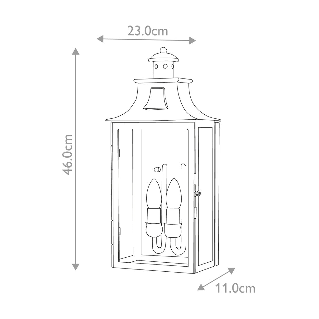 Elstead Kendal 2 Light Wall Lantern in Wrought Iron