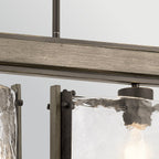 Kichler Aberdeen 3 Light Island Chandelier in Distressed Grey Wood Effect & Old Bronze