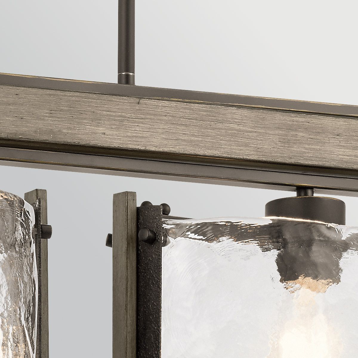 Kichler Aberdeen 3 Light Island Chandelier in Distressed Grey Wood Effect & Old Bronze