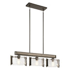 Kichler Aberdeen 3 Light Island Chandelier in Distressed Grey Wood Effect & Old Bronze