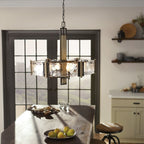 Kichler Aberdeen 6 Light Chandelier in Distressed Grey Wood Effect & Old Bronze