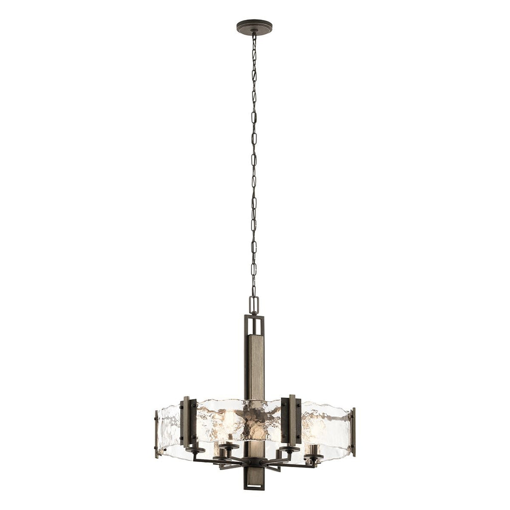 Kichler Aberdeen 6 Light Chandelier in Distressed Grey Wood Effect & Old Bronze