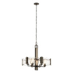 Kichler Aberdeen 6 Light Chandelier in Distressed Grey Wood Effect & Old Bronze