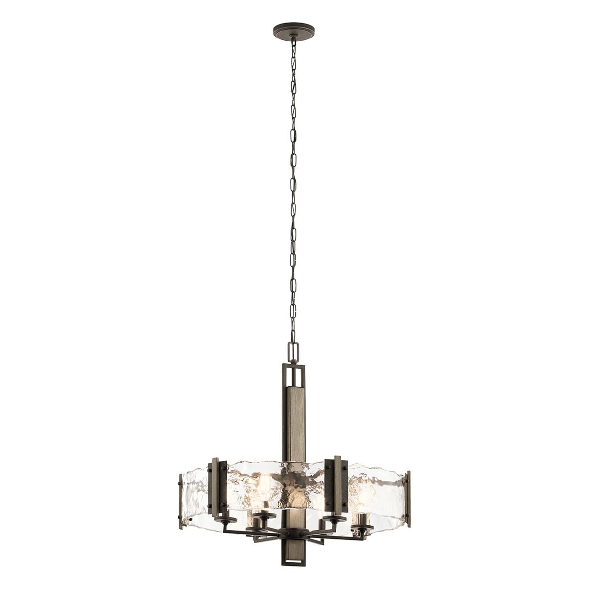 Kichler Aberdeen 6 Light Chandelier in Distressed Grey Wood Effect & Old Bronze