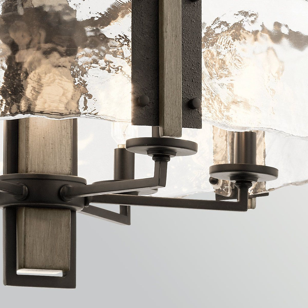 Kichler Aberdeen 6 Light Chandelier in Distressed Grey Wood Effect & Old Bronze