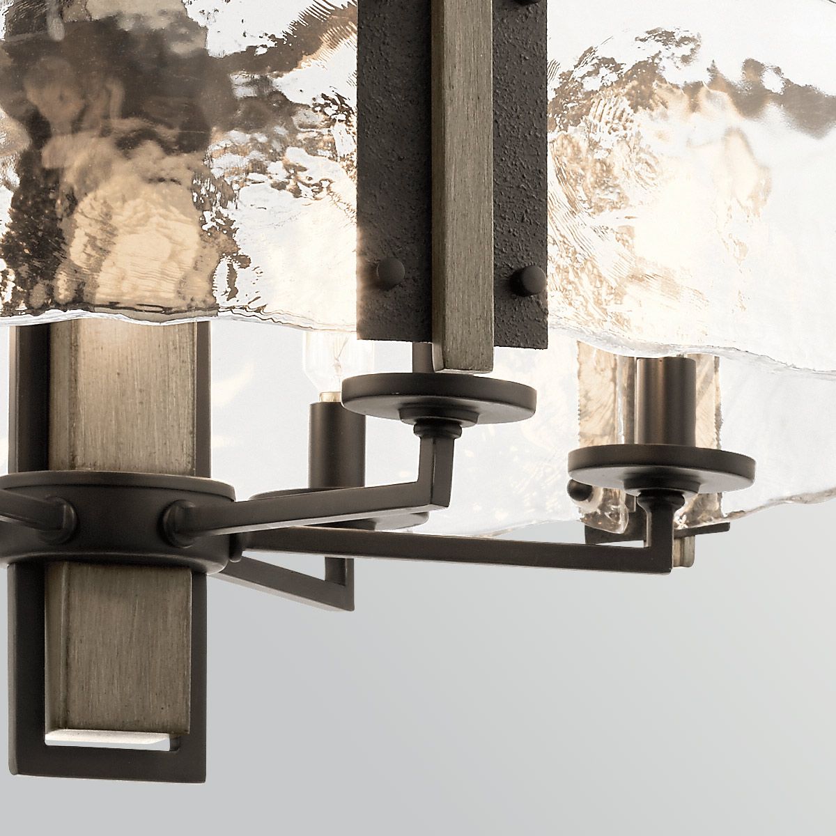 Kichler Aberdeen 6 Light Chandelier in Distressed Grey Wood Effect & Old Bronze