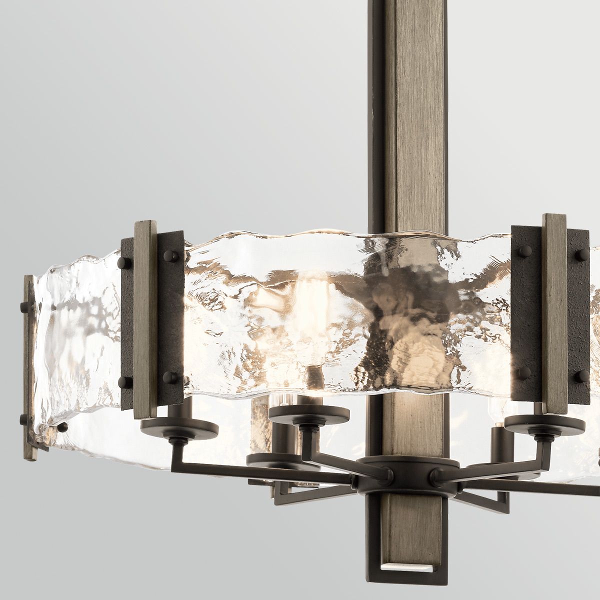 Kichler Aberdeen 6 Light Chandelier in Distressed Grey Wood Effect & Old Bronze