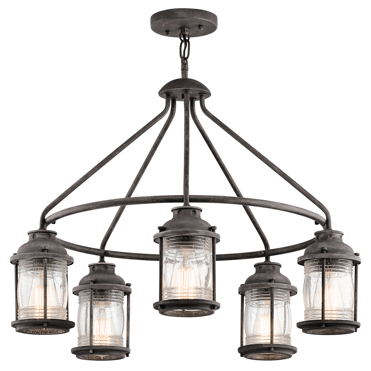 Kichler Ashland Bay 5 Light Pendant Light in Weathered Zinc