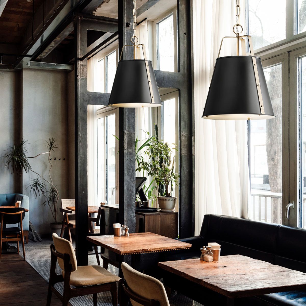 Kichler Etcher Large Pendant in Black & Champagne Bronze