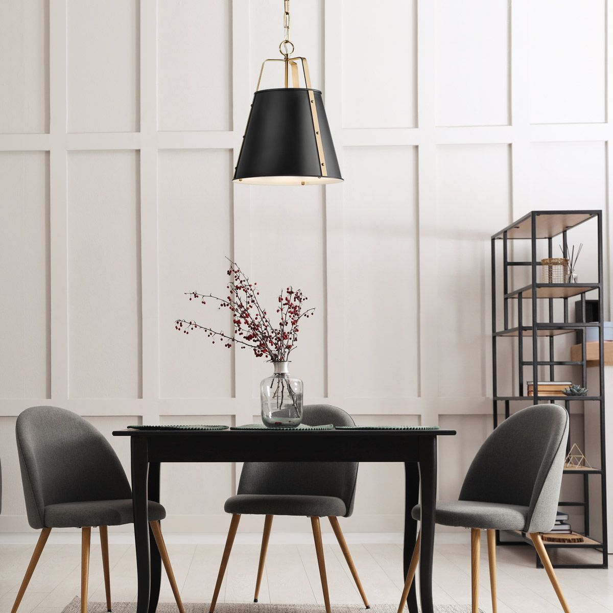 Kichler Etcher Large Pendant in Black & Champagne Bronze