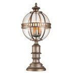Kichler Halleron 3 Light Outdoor Pedestal Lantern in Burnished Bronze