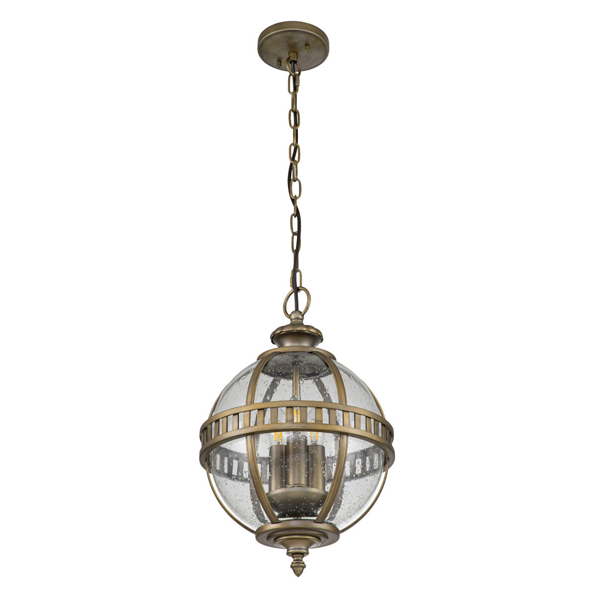 Kichler Halleron 3 Light Outdoor Pendant Lantern in Burnished Bronze