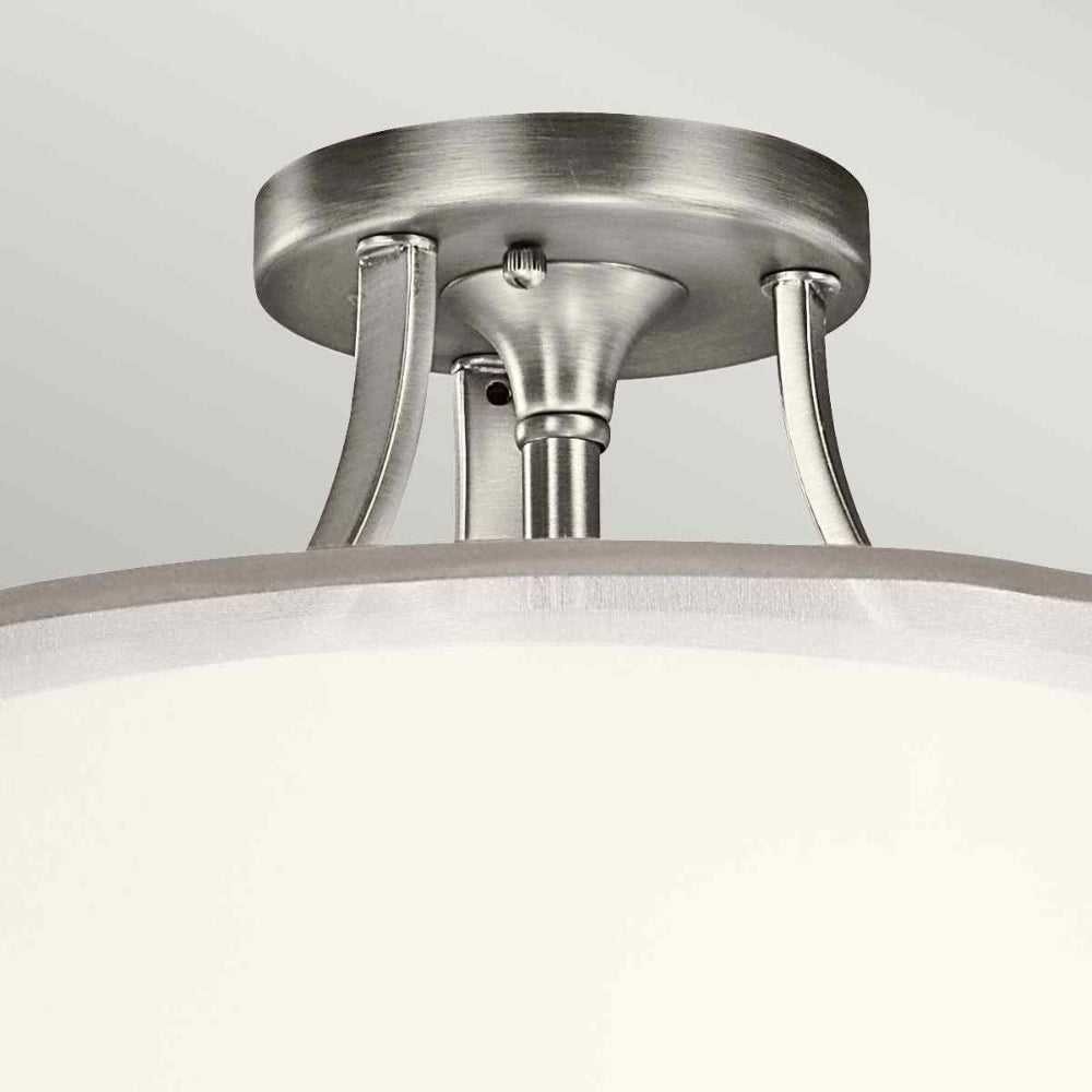 Kichler Lacey 3 Light Semi Flush Ceiling Light in Antique Pewter