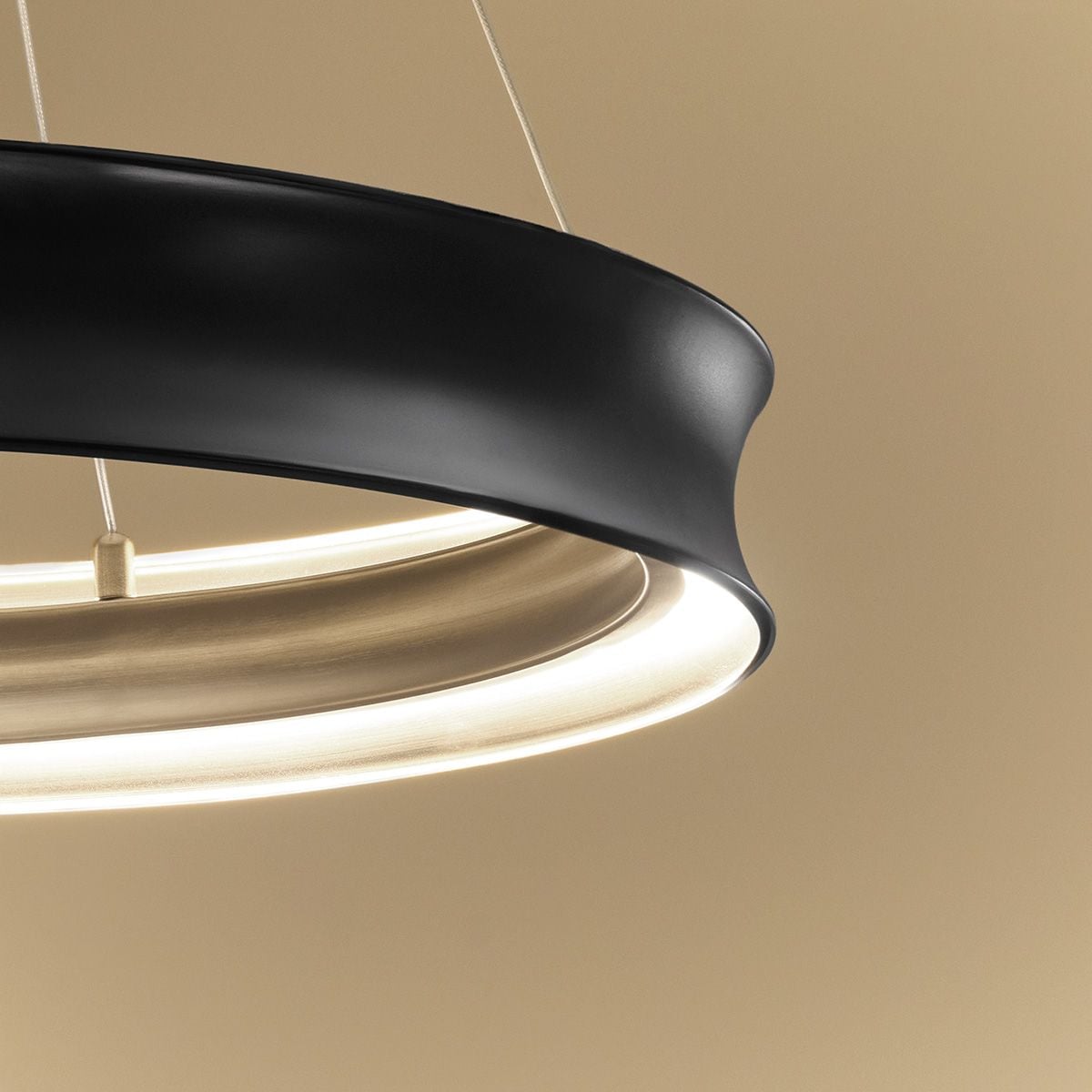 Kichler Larousse - LED Medium Pendant in Black & Champagne Bronze