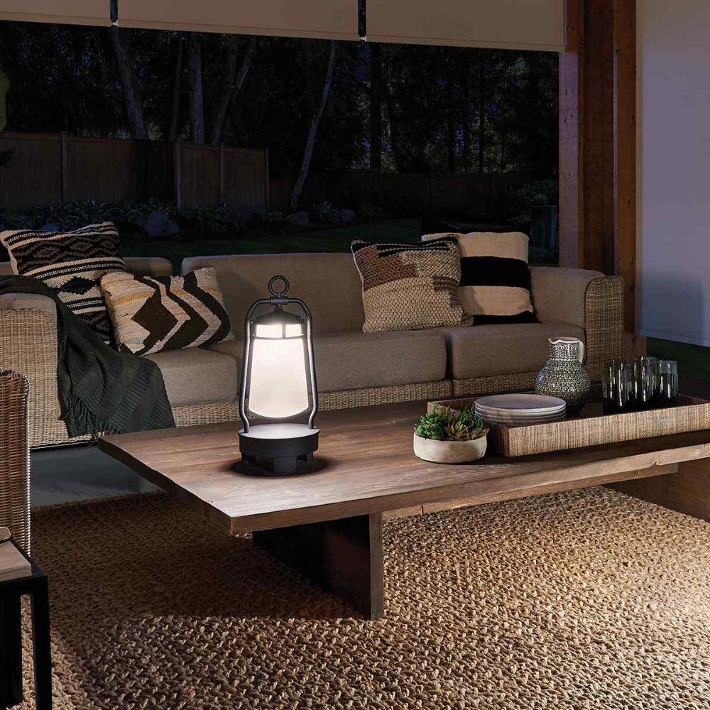 Kichler Lyndon Portable Bluetooth Speaker Lantern UK Plug Textured Black KL-LYNDON-BT-A-BK