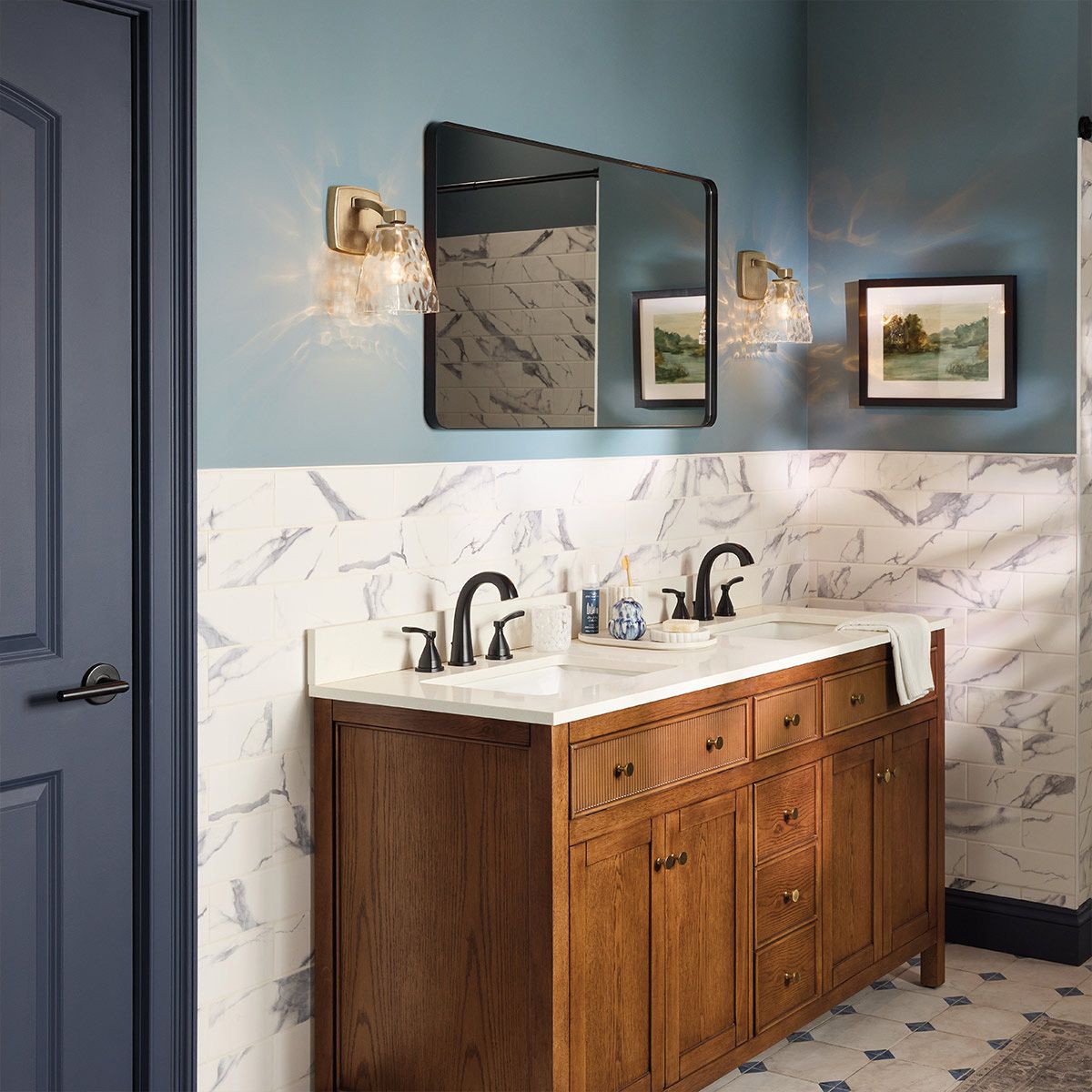 Kichler Marant Bathroom Wall Light in Champagne Bronze IP44