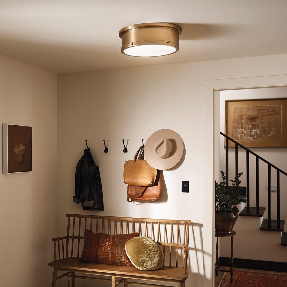 Kichler Serca Large Flush in Brushed Natural Brass