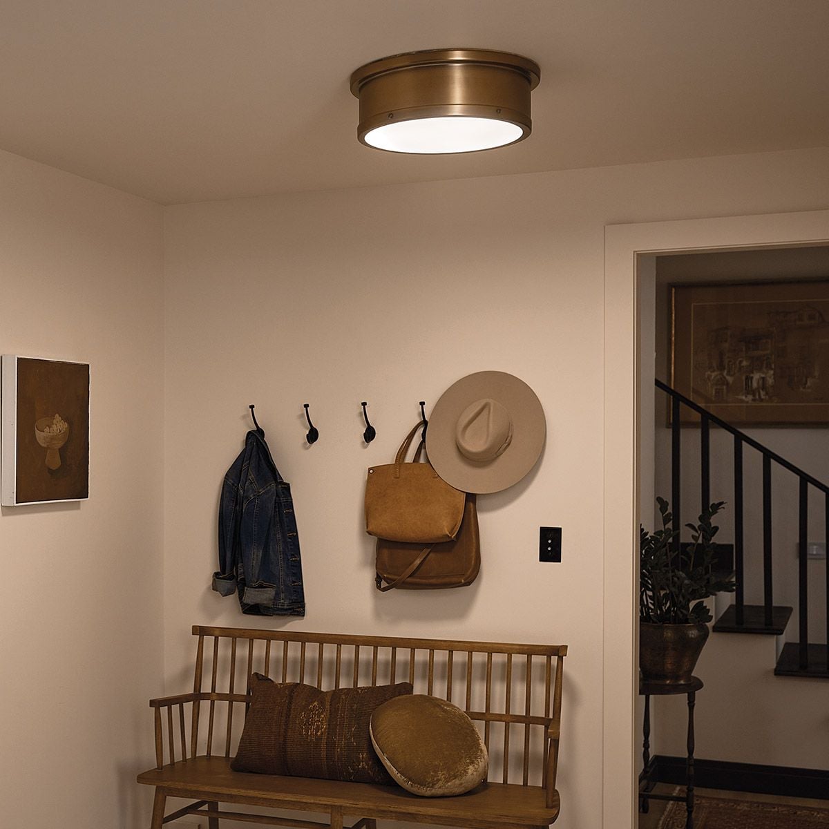 Kichler Serca Large Flush in Brushed Natural Brass