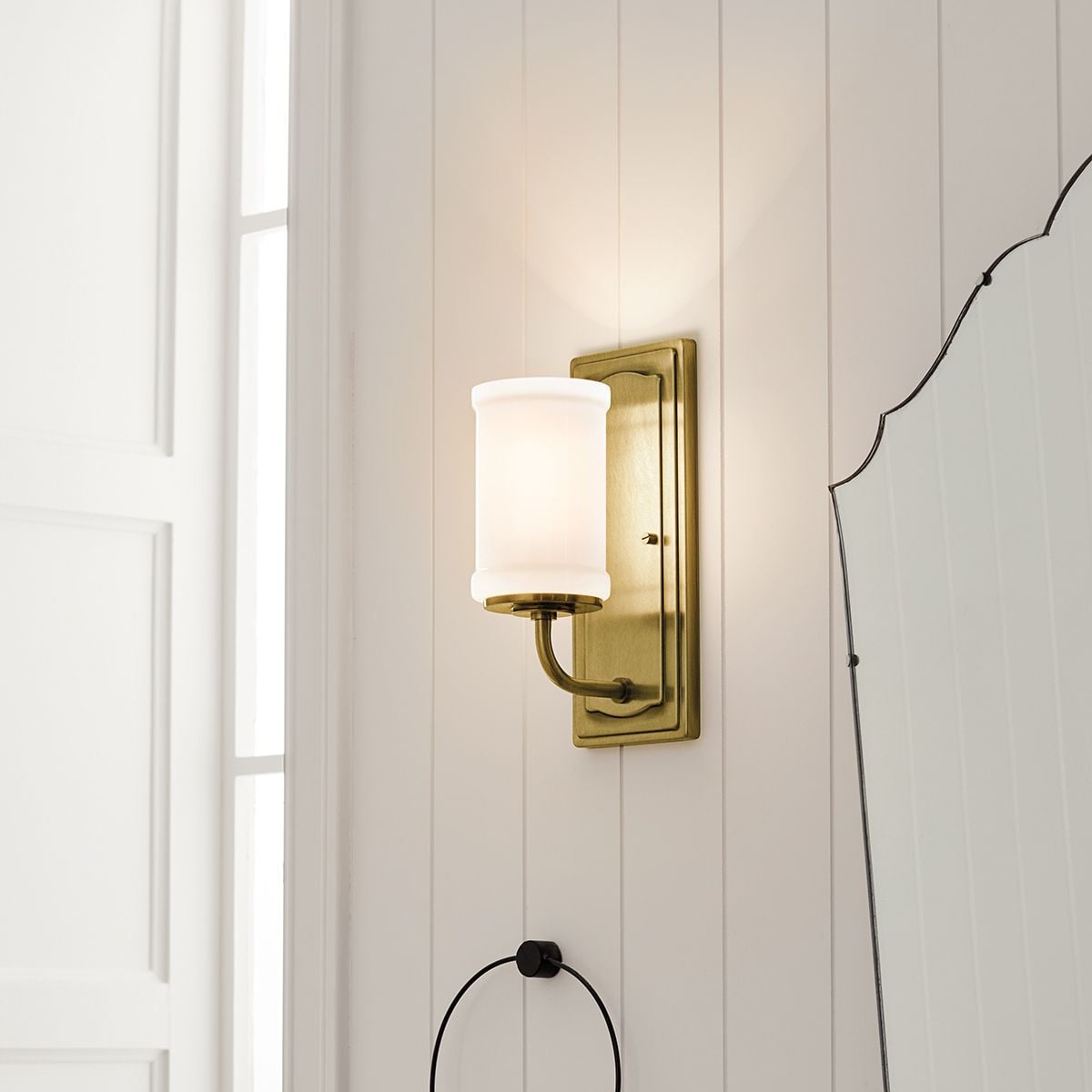 Kichler Vetivene Bathroom Wall Light in Natural Brass