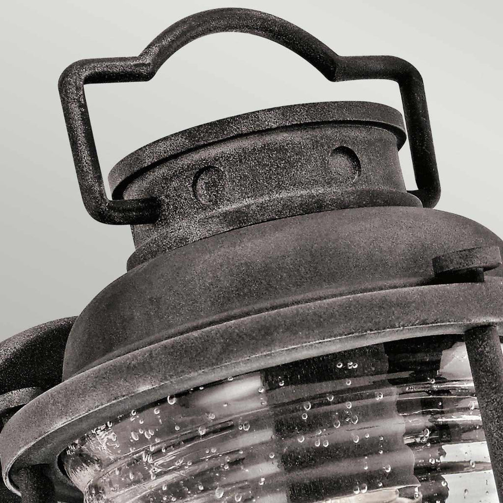 Kichler Ashlandbay Small Outdoor Wall Lantern in Weathered Zinc, detail