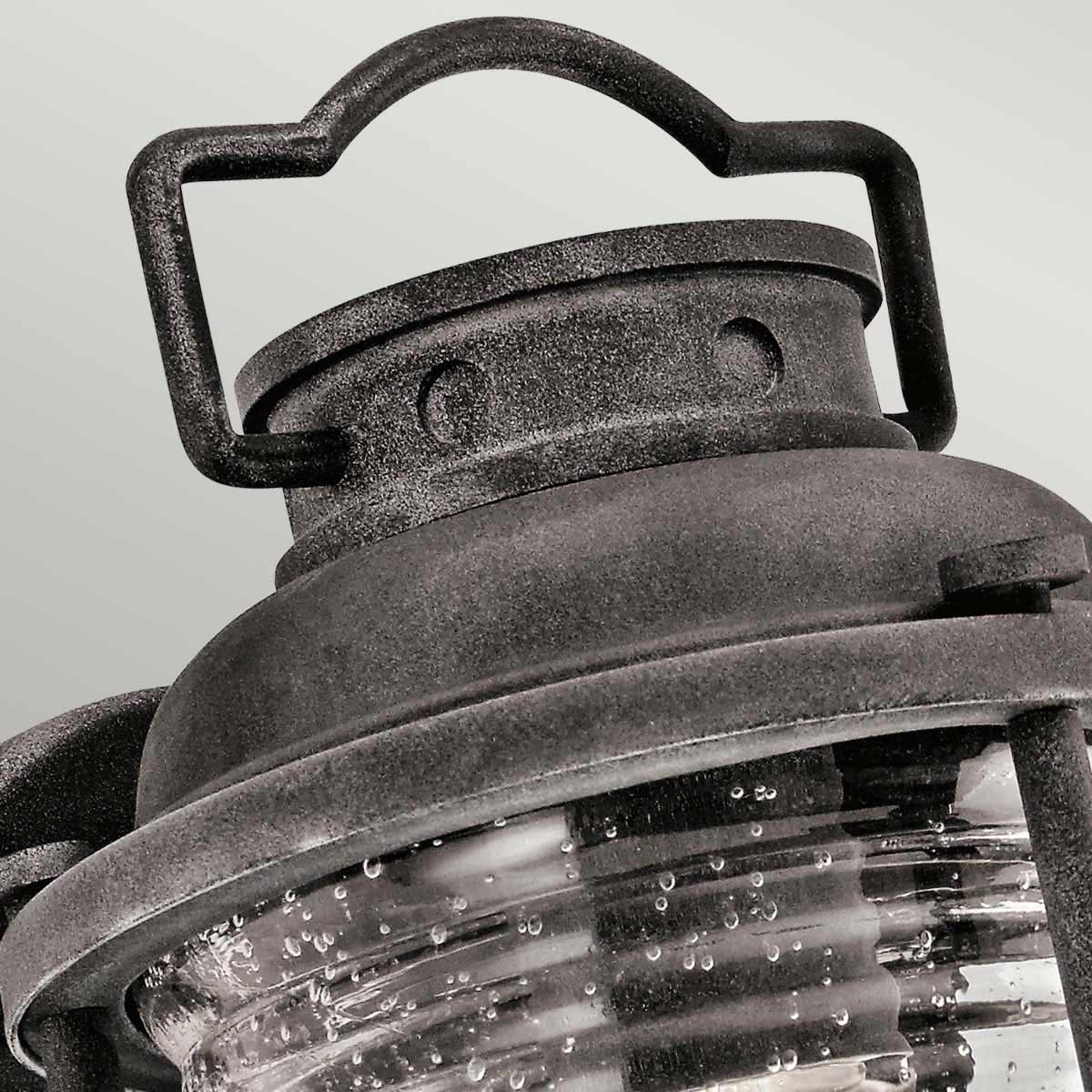 Kichler Ashlandbay Small Outdoor Wall Lantern in Weathered Zinc, detail