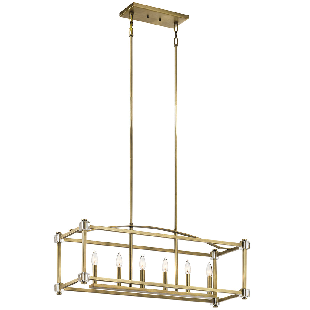 Kichler Cayden 6 Light Bar Pendant Light in Natural Brass