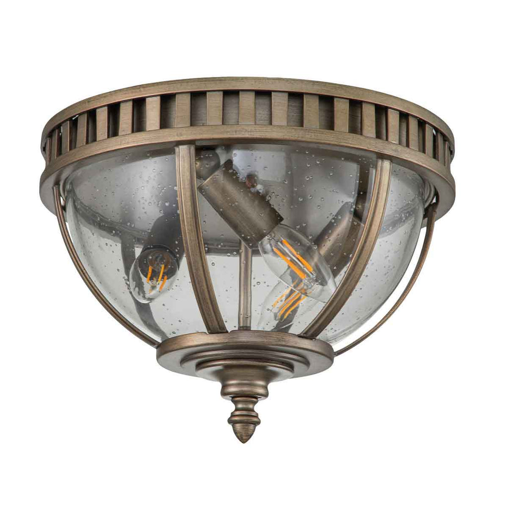 Kichler Halleron 3 Light Outdoor Flush Ceiling Light in Burnished Bronze