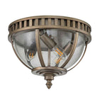 Kichler Halleron 3 Light Outdoor Flush Ceiling Light in Burnished Bronze