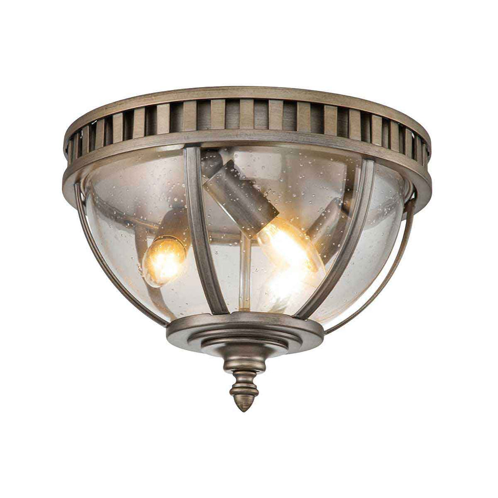 Kichler Halleron 3 Light Outdoor Flush Ceiling Light in Burnished Bronze
