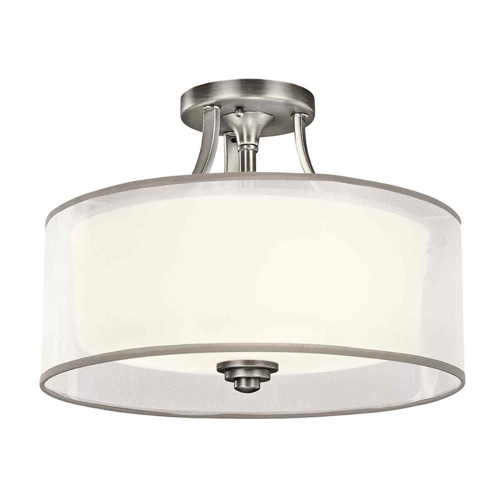 Kichler Lacey 3 Light Semi Flush Ceiling Light in Antique Pewter