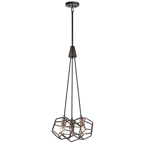 Kichler Rocklyn 3 Light Cluster Pendant Light in Raw Steel
