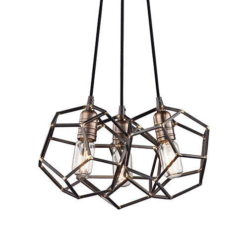 Kichler Rocklyn 3 Light Cluster Pendant Light in Raw Steel