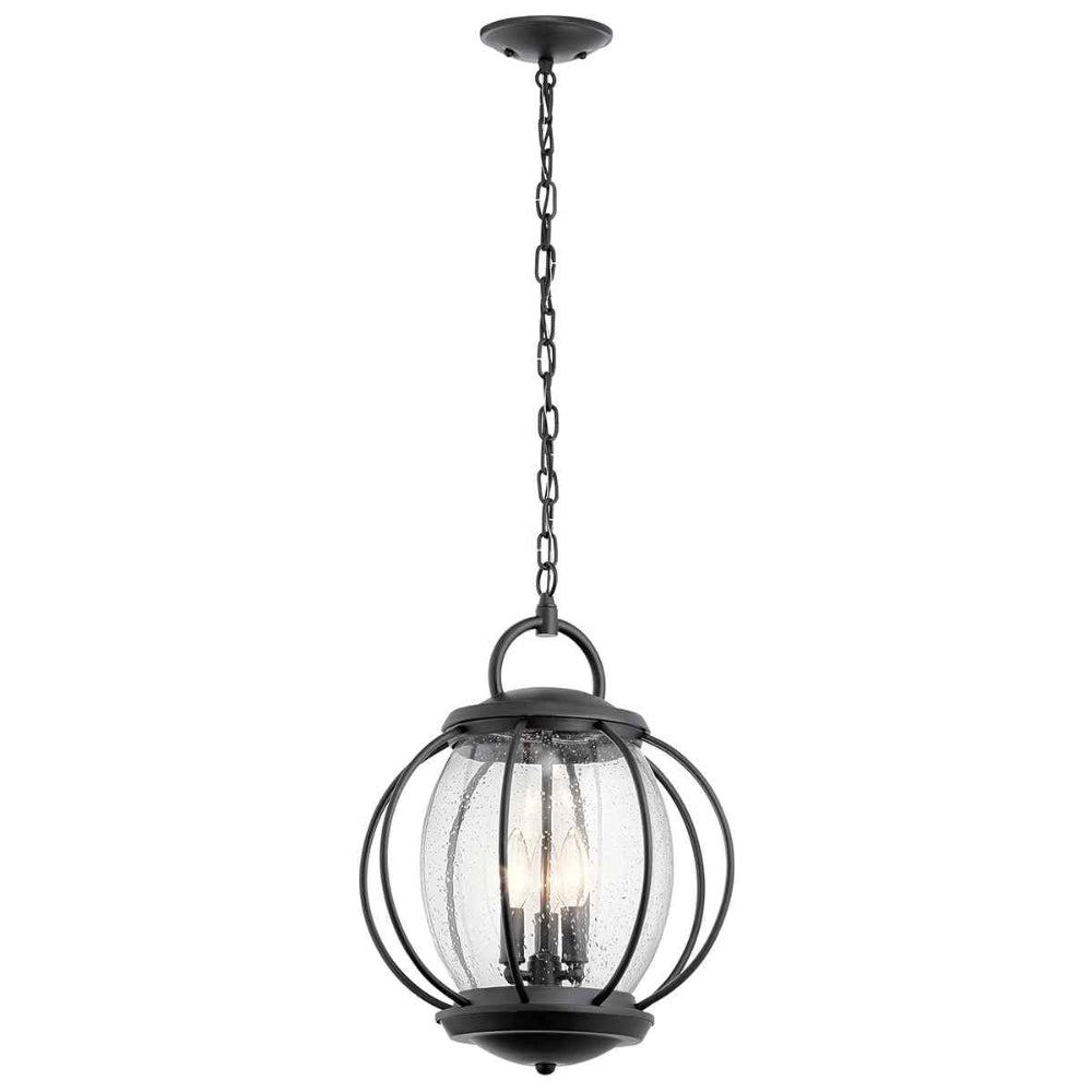 Kichler Vandalia Medium Outdoor Chain Lantern in Textured Black