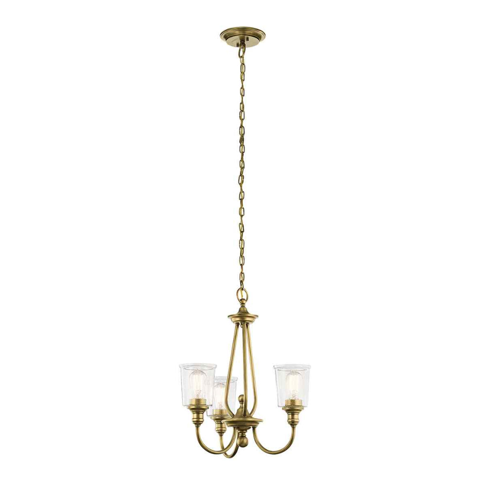 Kichler Waverly 3 Light Chandelier in Natural Brass