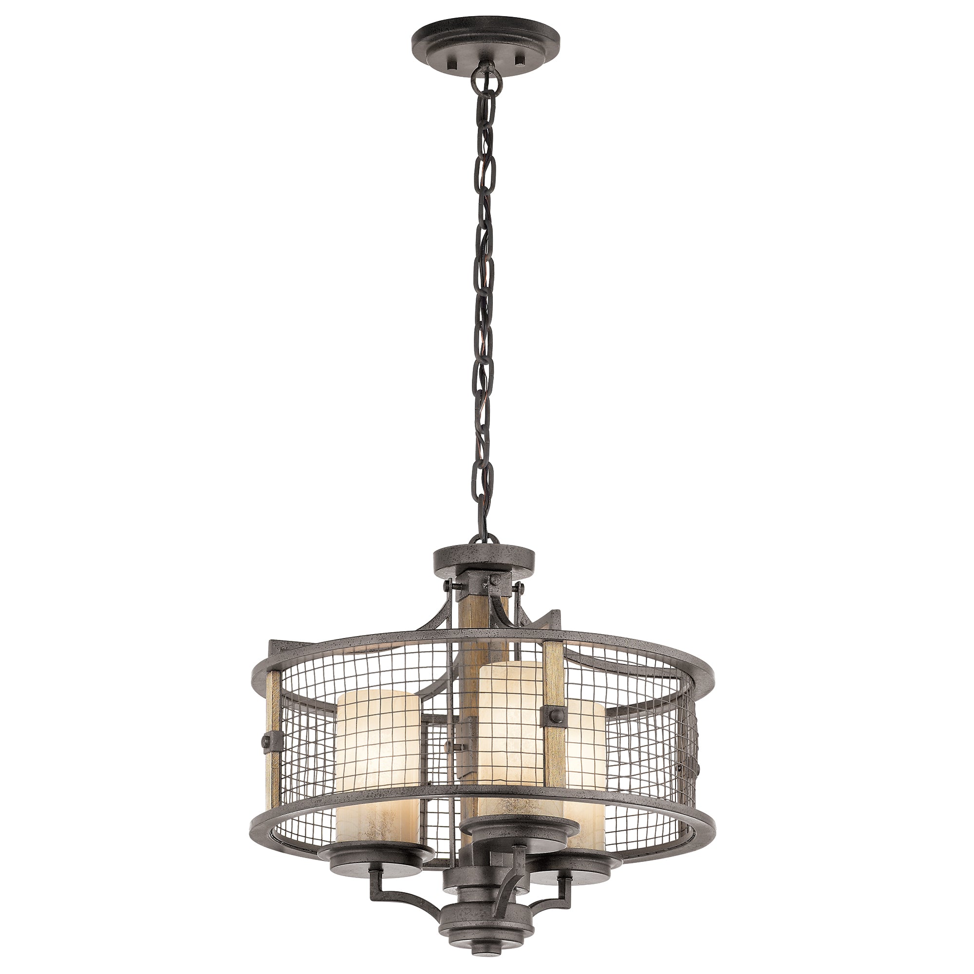 Kichler Ahrendale 3 Light Duo-Mount Pendant Light in Anvil Iron